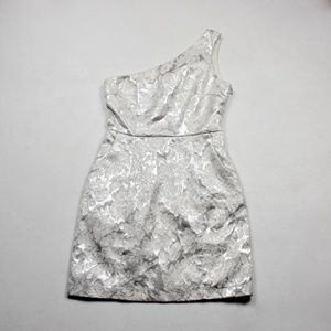 One Shoulder White & Silver Dress